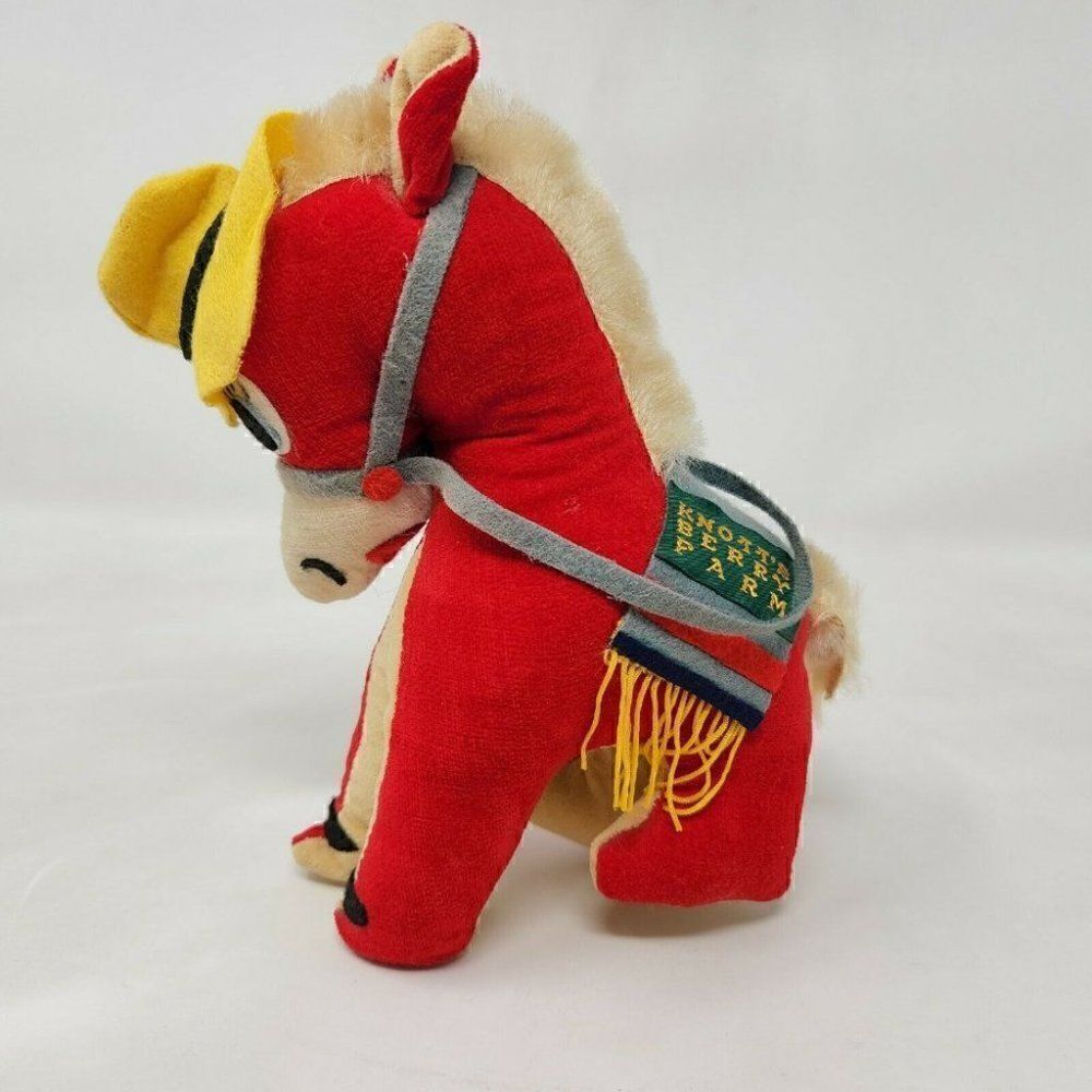 VINTAGE KNOTTS BERRY FARM RED HORSE HAT JAPAN MADE THEME PARK PRIZE PLUSH 7"
